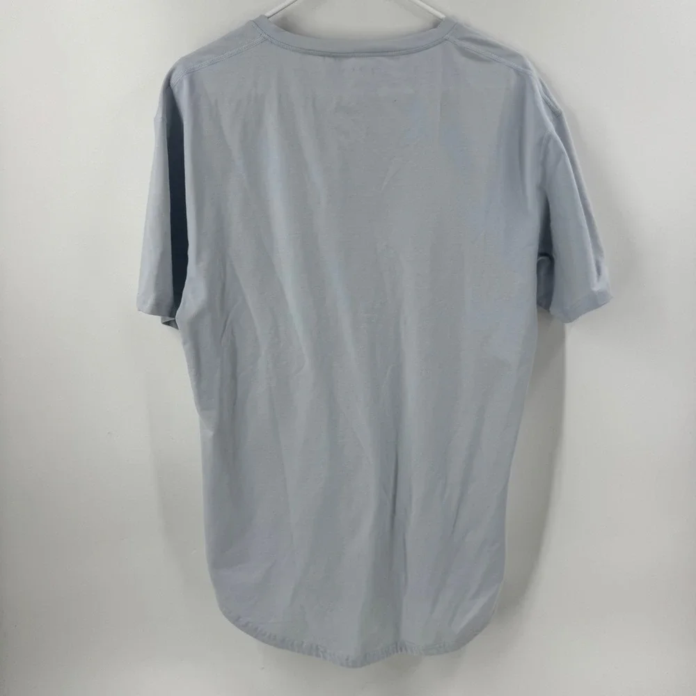 BYLT Premium Basics Mens Drop Cut V-Neck Lux T-Shirt Light Blue‎ Grey XL